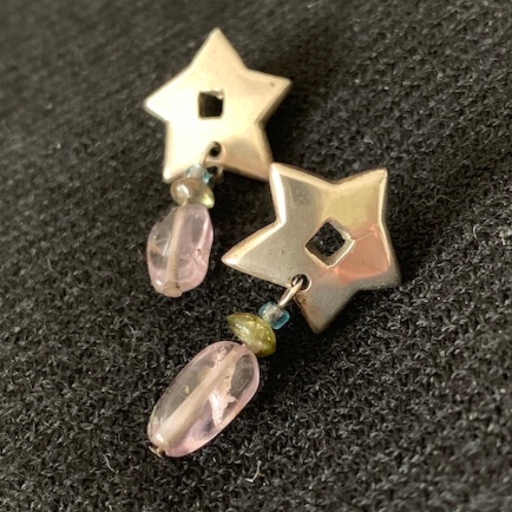 Post Earrings with Amethyst